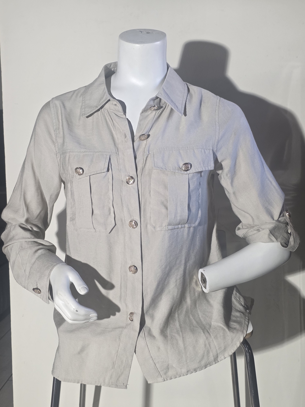 Workshop Republic Clothing Light Gray Utility Button-Up Jacket (Size S)